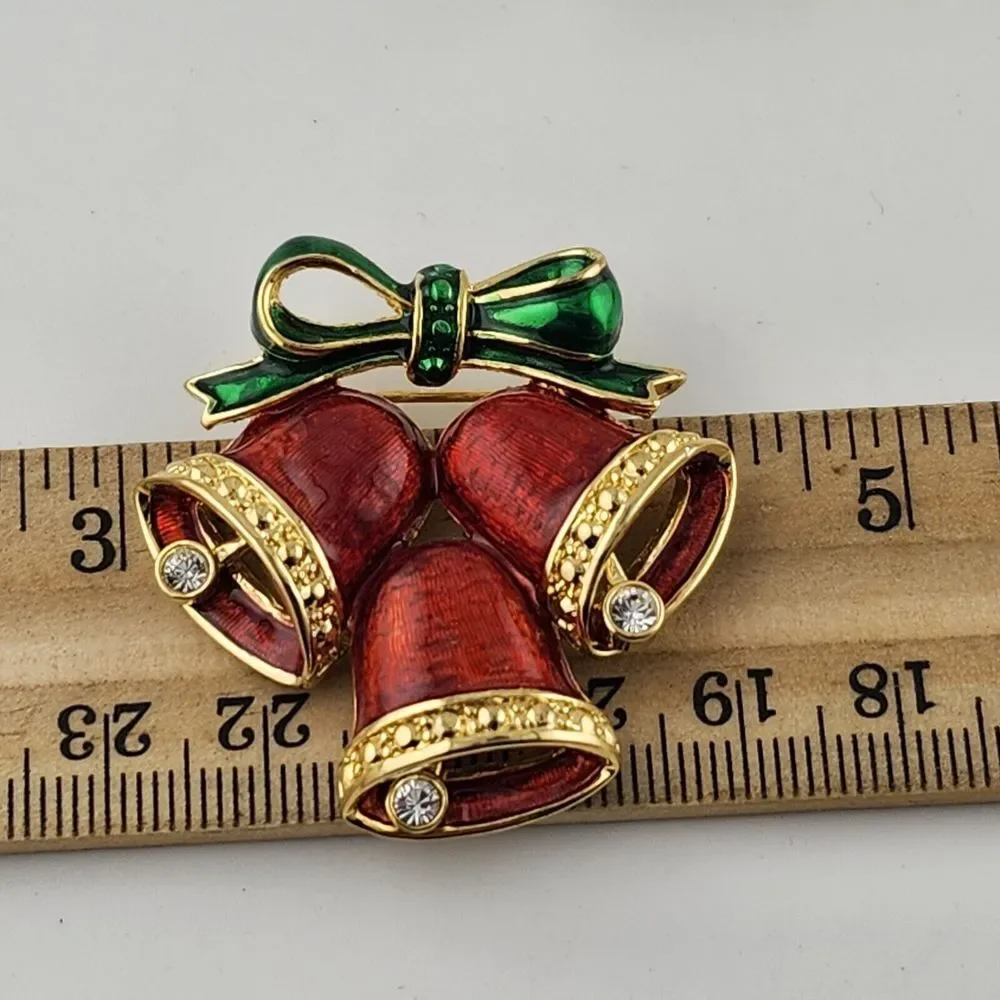 Vintage Articulated Christmas Bells Brooch‎